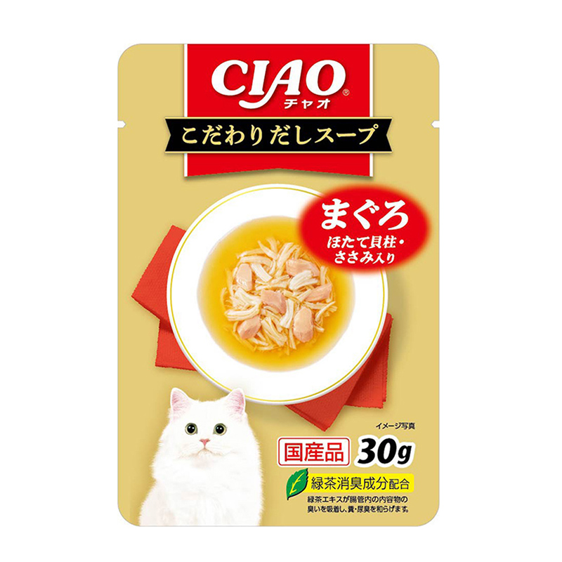 ［いなばペットフード］CIAO こだわりだしスープ まぐろ ほたて貝柱・ささみ入り 30g