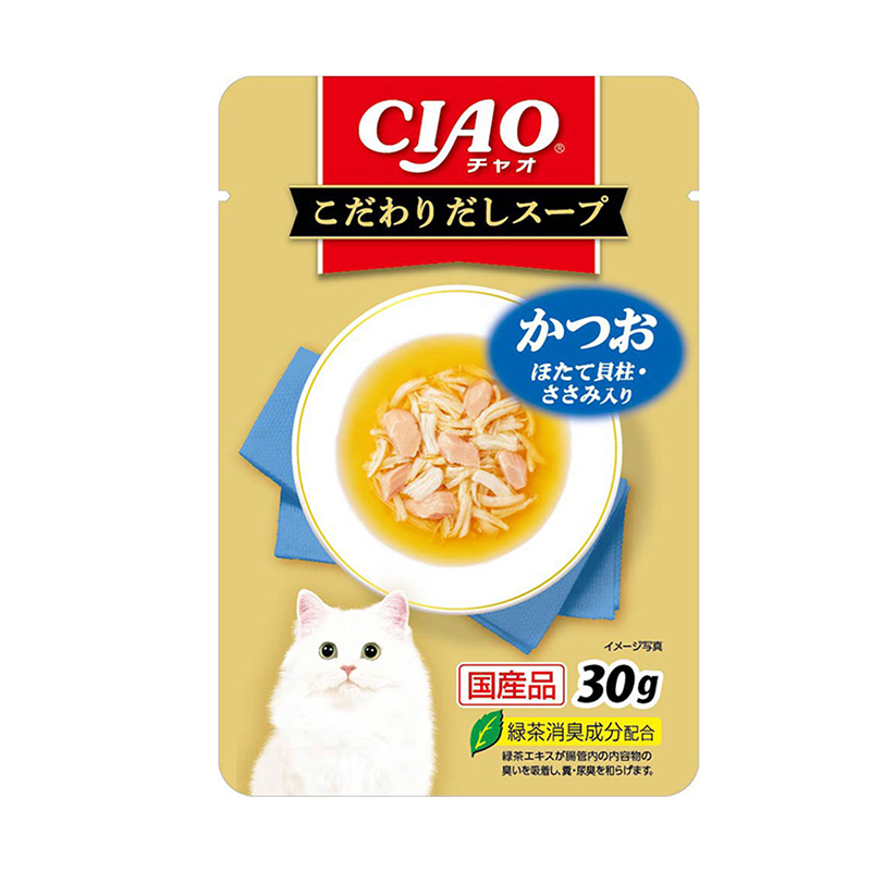 ［いなばペットフード］CIAO こだわりだしスープ かつお ほたて貝柱・ささみ入り 30g