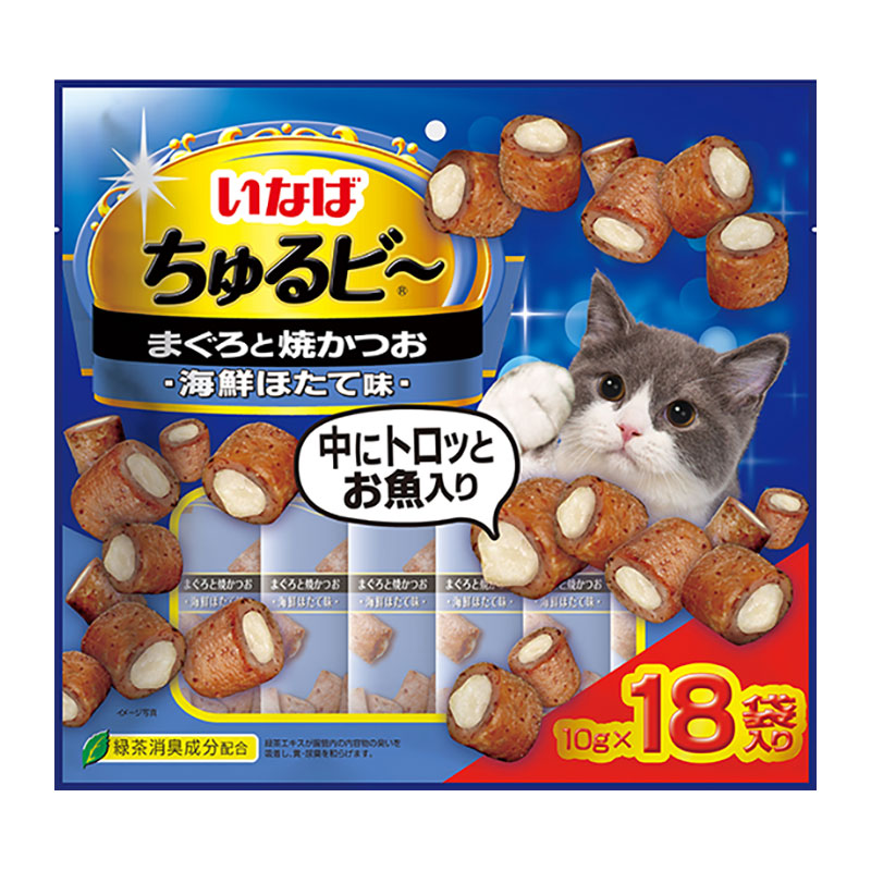 ［いなばペットフード］いなば ちゅるビ～ まぐろと焼かつおほたて味 10g×18袋