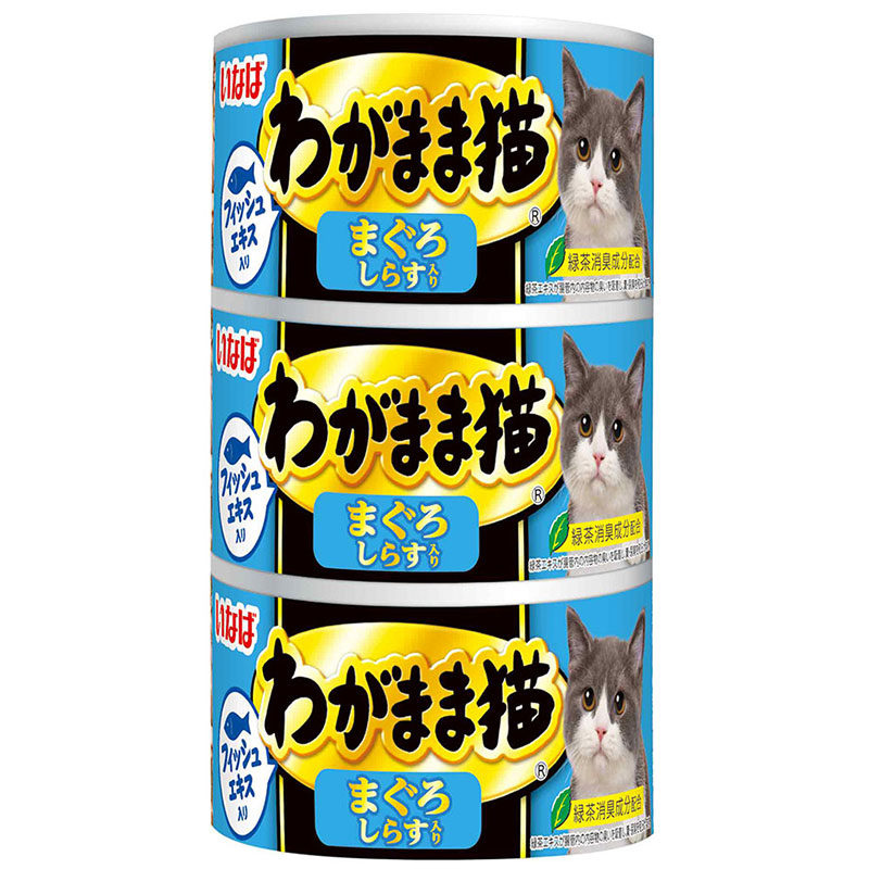 ［いなばペットフード］いなば わがまま猫 まぐろ しらす入り 140g×3缶