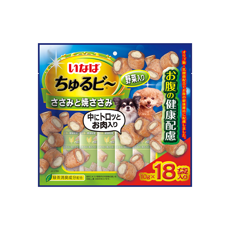 ［いなばペットフード］いなば ちゅるビ～ ささみと焼ささみ 野菜入り お腹の健康配慮 10g×18袋