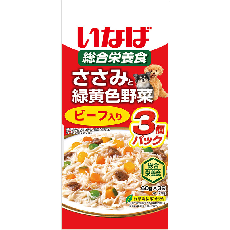 ［いなばペットフード］いなば ささみと緑黄色野菜 ビーフ入り 60g×3