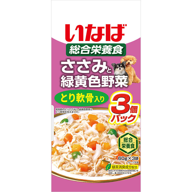 ［いなばペットフード］いなば ささみと緑黄色野菜 とり軟骨入り 60g×3