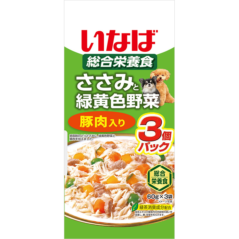 ［いなばペットフード］いなば ささみと緑黄色野菜 豚肉入り 60g×3