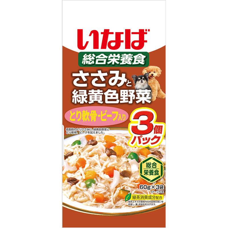 ［いなばペットフード］いなば ささみと緑黄色野菜 とり軟骨ビーフ入り 60g×3