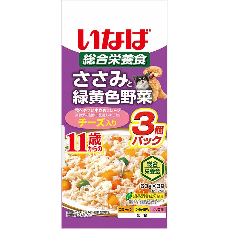 ［いなばペットフード］いなば ささみと緑黄色野菜 11歳からのチーズ入り 60g×3袋