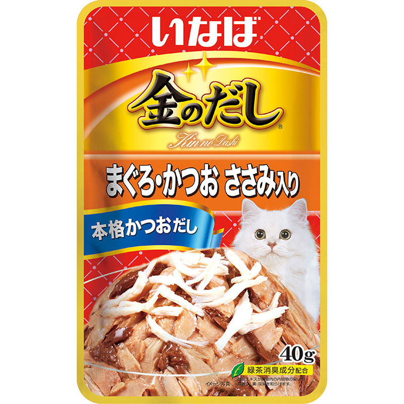 ［いなばペットフード］いなば 金のだしパウチ まぐろ・かつおささみ入り 40g