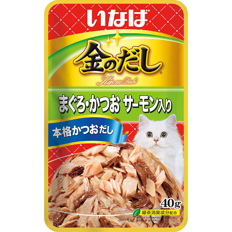 ［いなばペットフード］いなば 金のだしパウチ まぐろ・かつおサーモン入り 40g