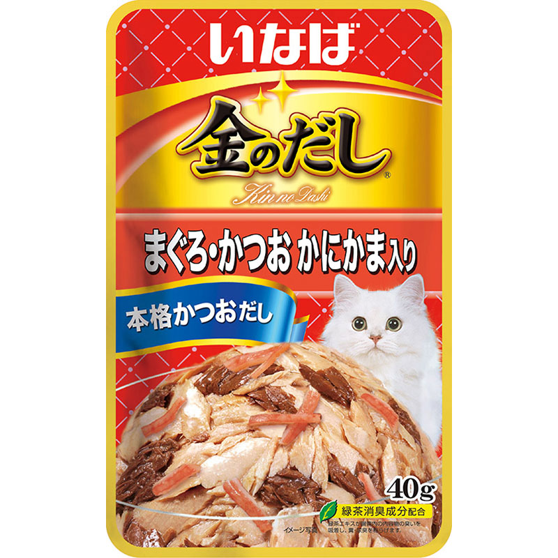 ［いなばペットフード］いなば 金のだしパウチ まぐろ・かつお かにかま入り 40g