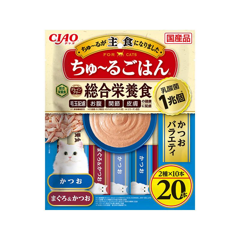 ［いなばペットフード］CIAO ちゅ～るごはん かつおバラエティ 20本入り