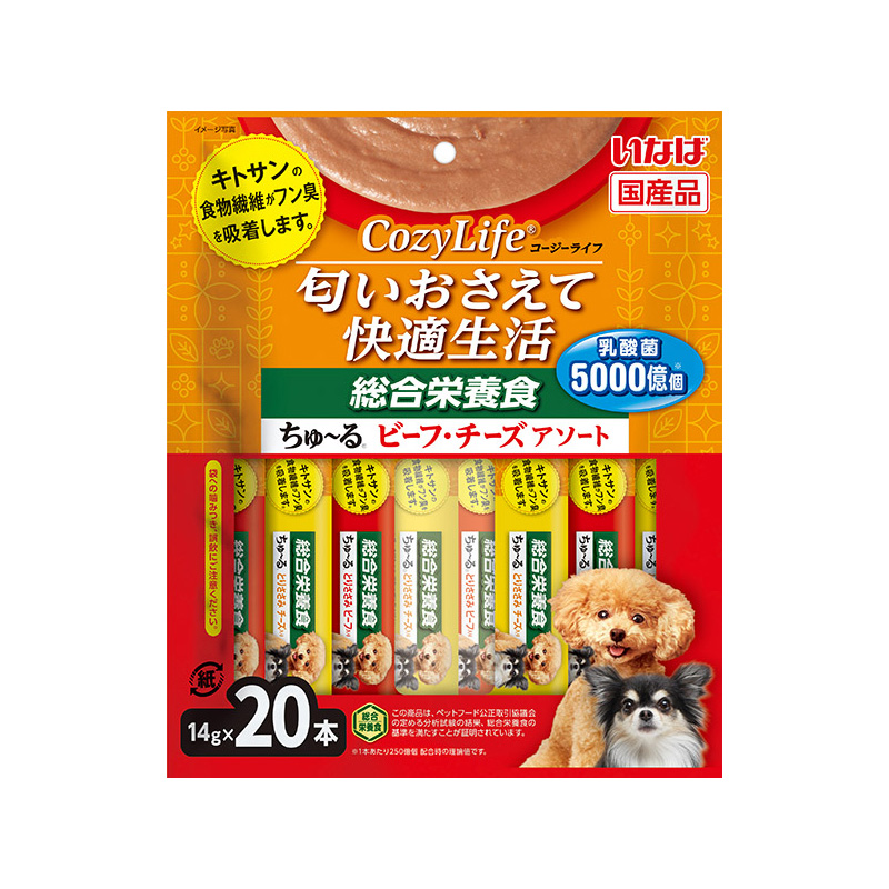 ［いなばペットフード］いなば CozyLife 総合栄養食 ちゅ～る ビーフ・チーズアソート 14g×20本入り