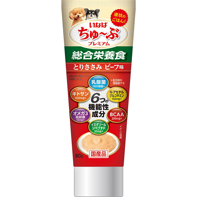 ［いなばペットフード］いなば ちゅ～ぶプレミアム とりささみ ビーフ味 80g