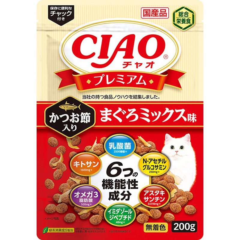 ［いなばペットフード］CIAO プレミアム かつお節入り まぐろミックス味 200g