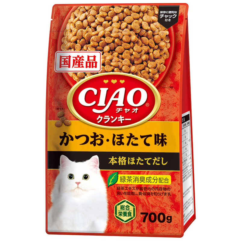 ［いなばペットフード］CIAOクランキー かつお・ほたて味 本格ほたてだし 700g　【4月特価】