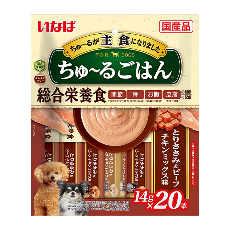 [いなばペットフード] いなば ちゅ～るごはん とりささみ＆ビーフ チキンミックス味 14g×20本