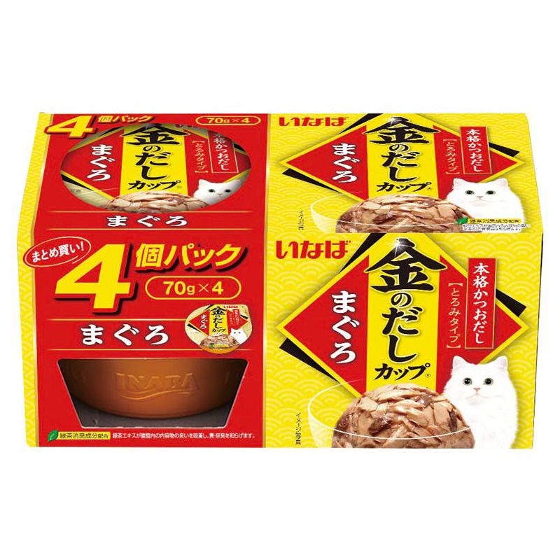 [いなばペットフード(直送)] 金のだし カップ まぐろ 70g×4個 4IMC131 ※メーカー直送 ※発注単位・最低発注数量(混載50ケース以上)にご注意下さい