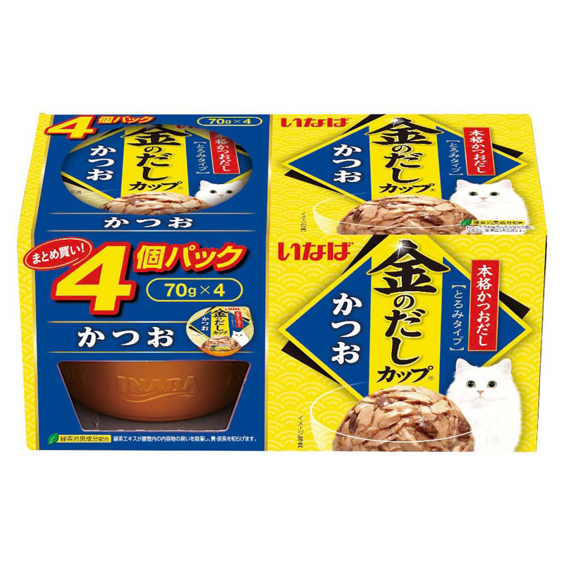 [いなばペットフード(直送)] 金のだし カップ かつお 70g×4個 4IMC132 ※メーカー直送 ※発注単位・最低発注数量(混載50ケース以上)にご注意下さい