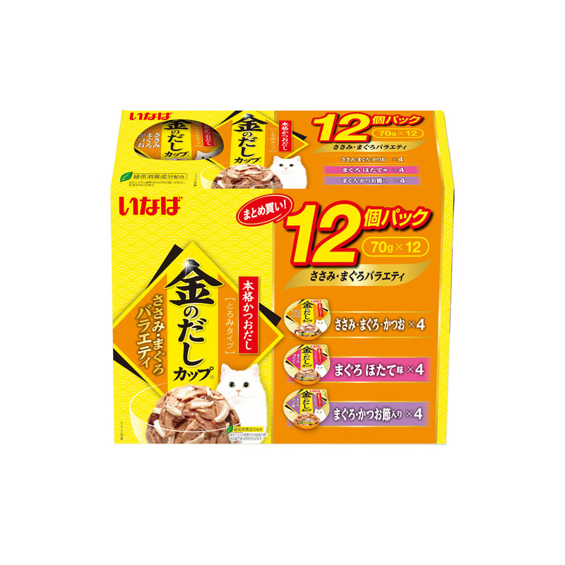 [いなばペットフード] 金のだし カップ ささみ・まぐろバラエティ 70g×12個 IMC-508　【メーカーフェア】