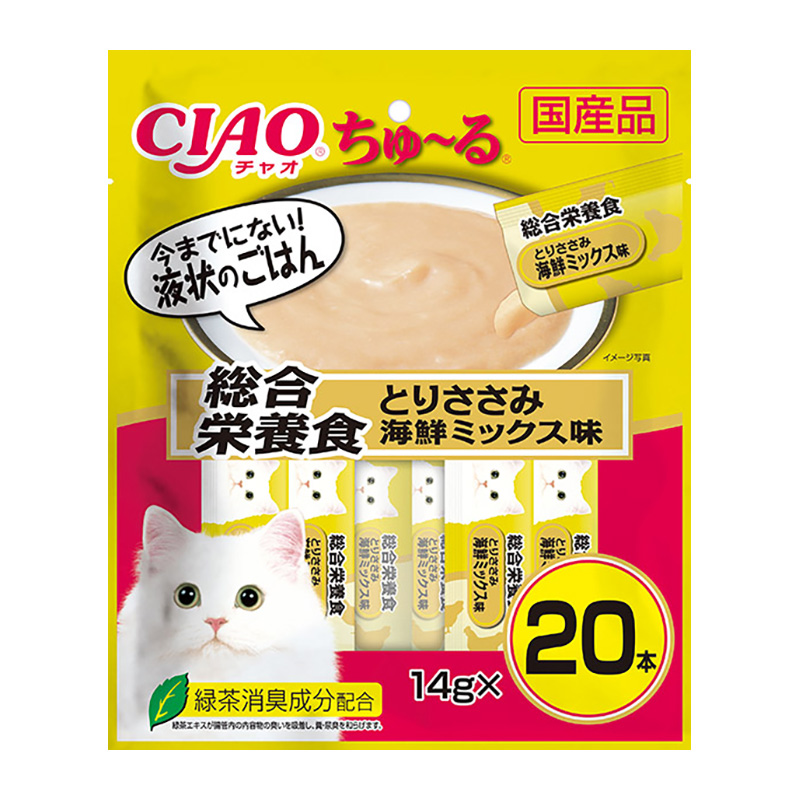 [いなばペットフード] CIAO ちゅ～る 総合栄養食 とりささみ 海鮮ミックス味 14g×20本 SC-200