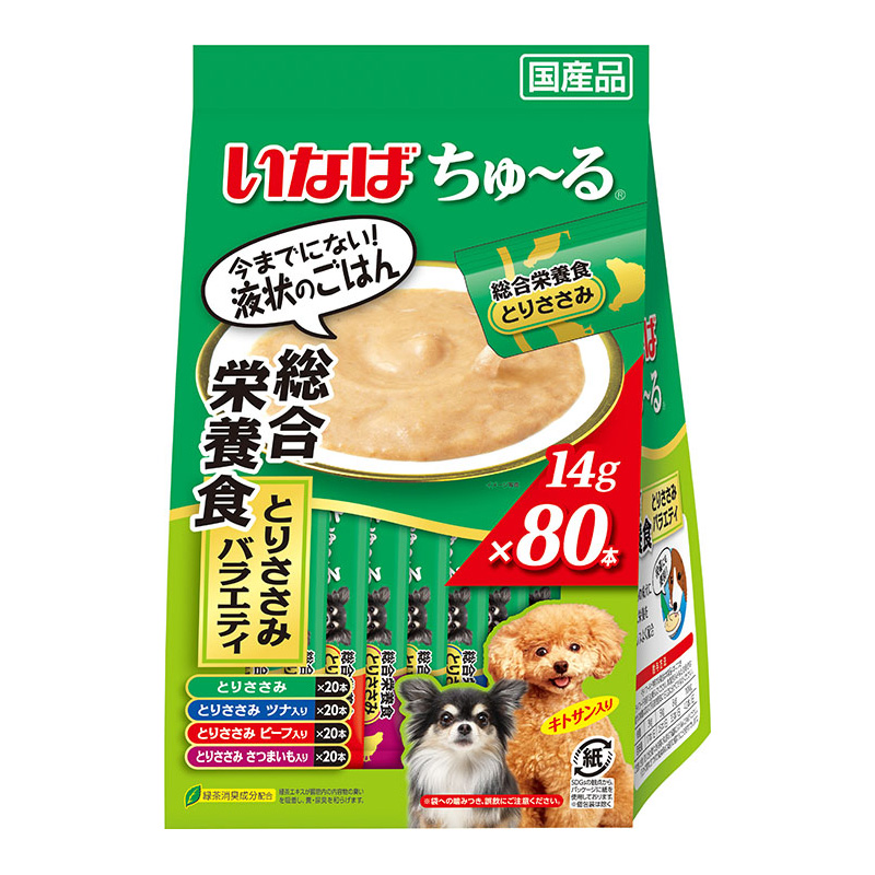 ［いなばペットフード］いなば ちゅ～る 総合栄養食 とりささみバラエティ 14g×80本入【メーカーフェア_10】