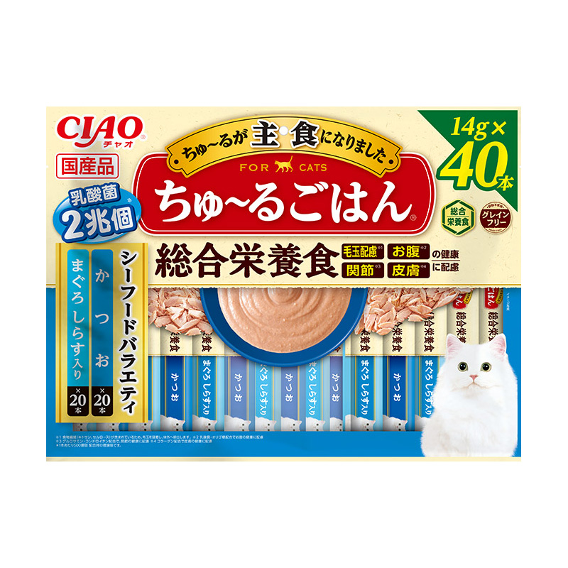 ［いなばペットフード］CIAO ちゅ～るごはん シーフードバラエティ 40本入り