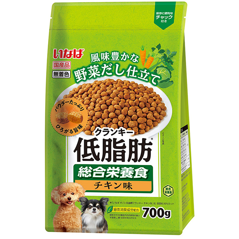 ［いなばペットフード(直送)］いなば 低脂肪クランキー 野菜だし チキン味 700g ※メーカー直送 ※発注単位・最低発注数量(混載50ケース以上)にご注意下さい