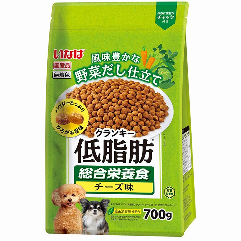 ［いなばペットフード(直送)］いなば 低脂肪クランキー 野菜だし チーズ味 700g ※メーカー直送 ※発注単位・最低発注数量(混載50ケース以上)にご注意下さい