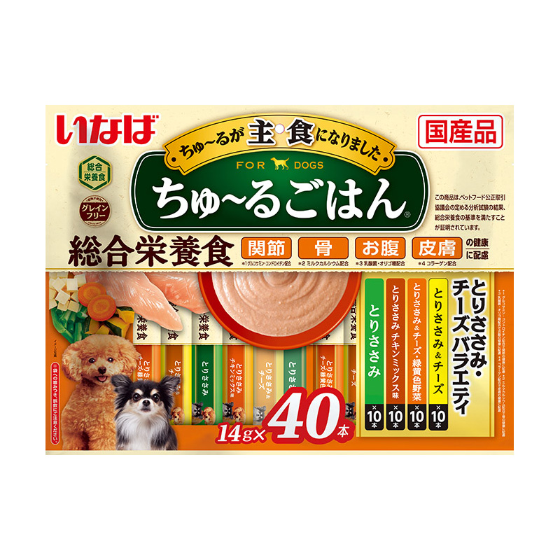 ［いなばペットフード］ちゅ～るごはん とりささみ・チーズバラエティ 14g×40本