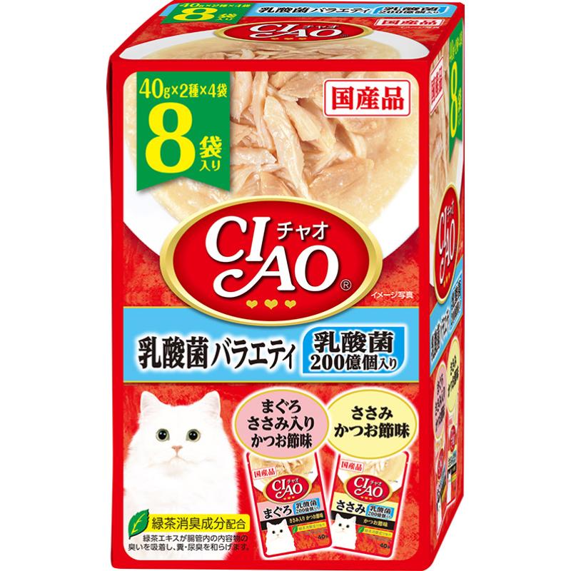 ［いなばペットフード(直送)］CIAO パウチ 乳酸菌バラエティ 40g×8袋 ※メーカー直送 ※発注単位・最低発注数量(混載50ケース以上)にご注意下さい