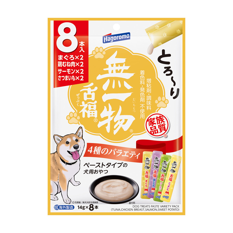 ［はごろもフーズ］愛犬用無一物 舌福 4種のバラエティ 14g×8本