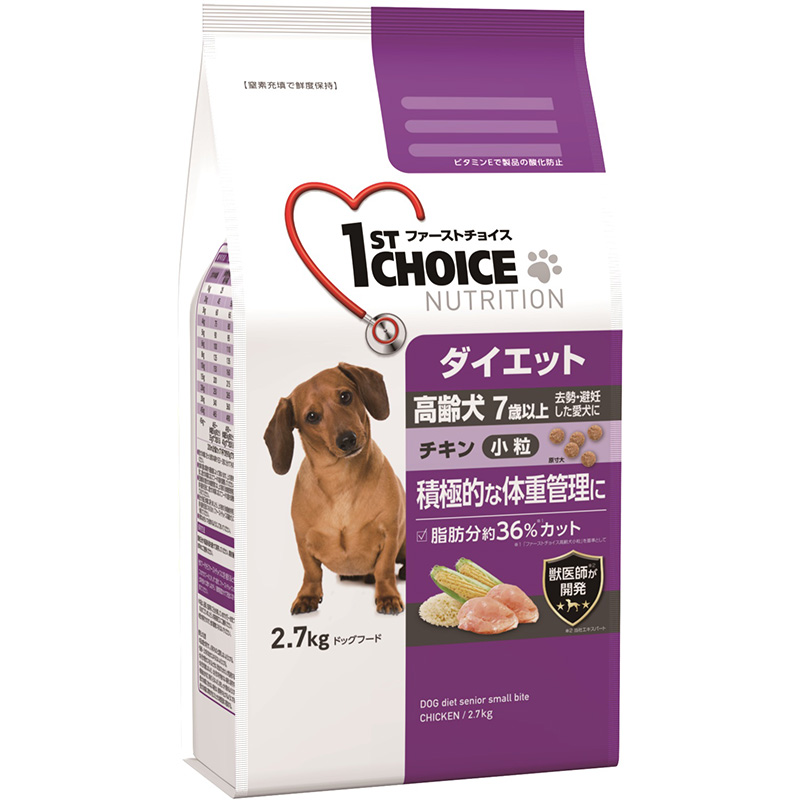アース ペット ファーストチョイス 高齢犬ダイエット小粒チキン 2 7kg ペット用品の仕入は Petポチッと で
