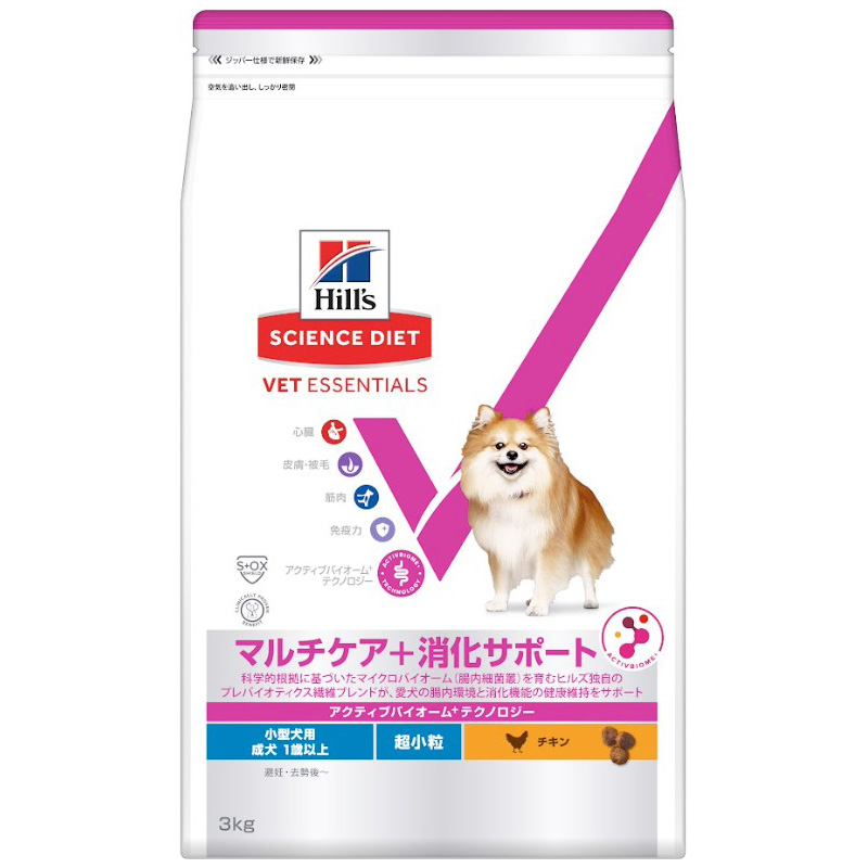 ［日本ヒルズ］ベット・エッセンシャル 小型犬用 マルチケア＋消化サポート(避妊・去勢後にも) 超小粒 成犬 1歳以上 3kg