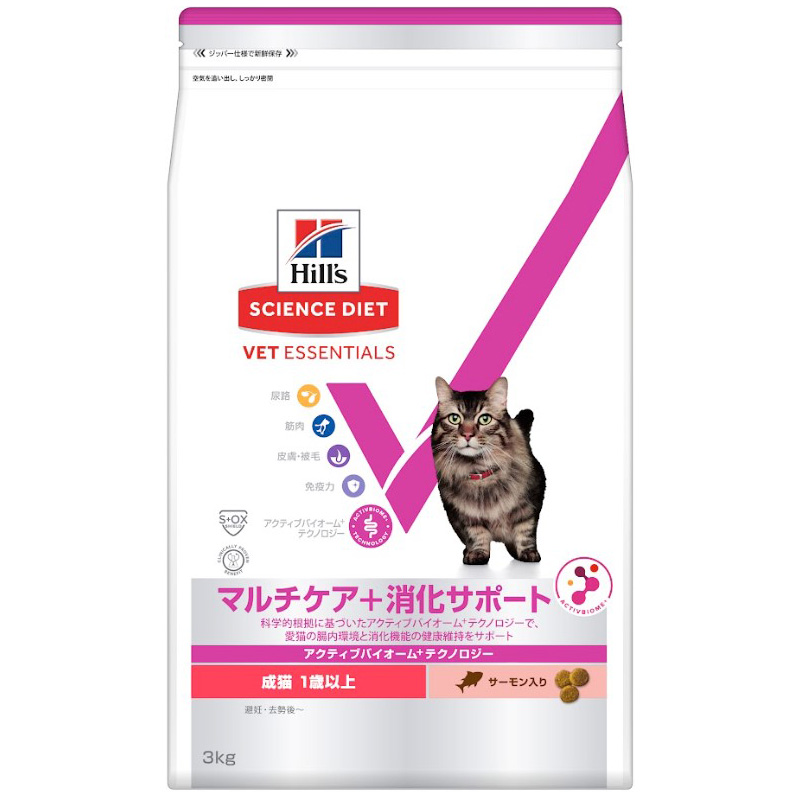 ［日本ヒルズ］ベット・エッセンシャル 猫用 マルチケア＋消化サポート 成猫 1歳以上 3kg