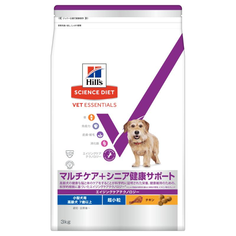 ［日本ヒルズ］ベット・エッセンシャル 小型犬用 マルチケア＋シニア健康サポート(避妊・去勢後にも) 超小粒 高齢犬 7歳以上 3kg ●通販サイト掲載販売不可＜専門店商材＞