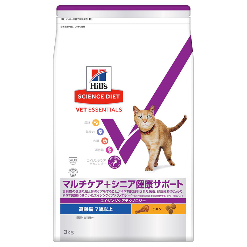 ［日本ヒルズ］ベット・エッセンシャル 猫用 マルチケア＋シニア健康サポート 高齢猫 7歳以上 3kg