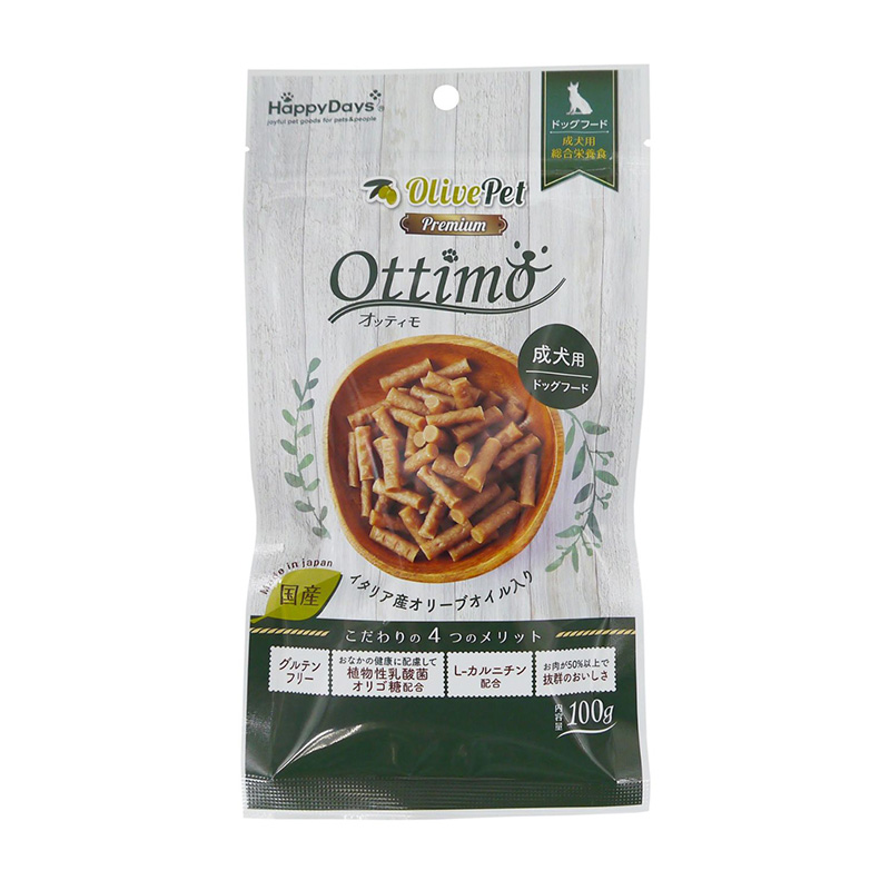 [ペットプロジャパン] HappyDays Olive Pet プレミアム オッティモ（Ottimo）成犬用 100g ＜ペット専門店商材＞ ※販売店限定