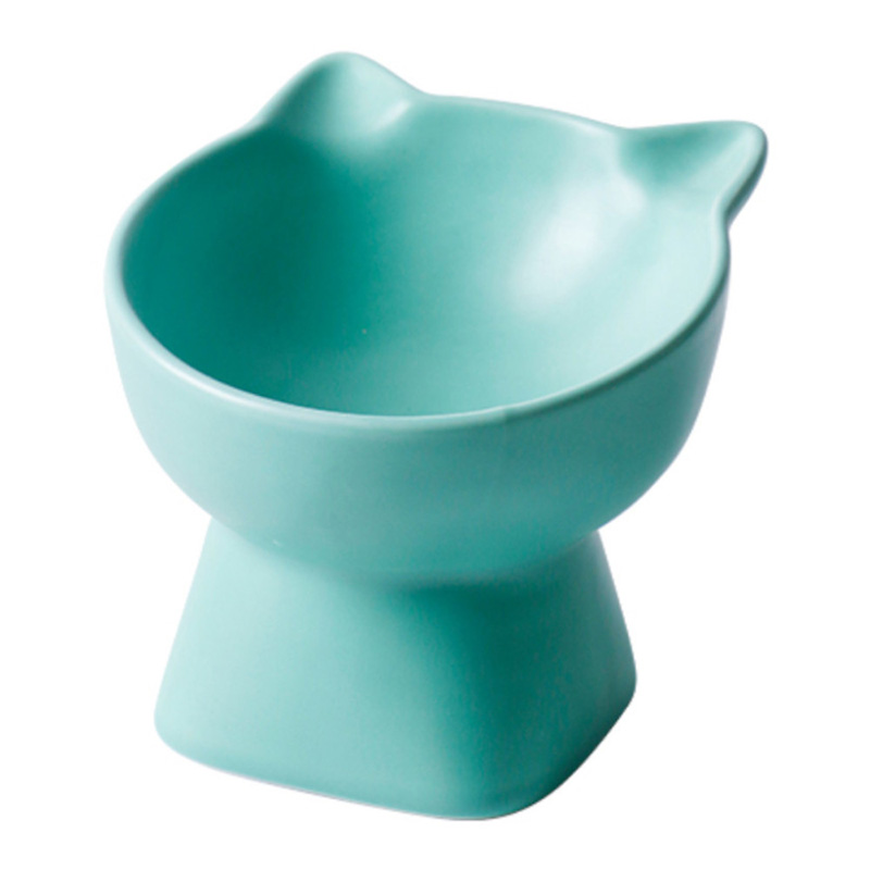 【アウトレット】［ペティファーム］猫型フードボウル ハイ グリーン