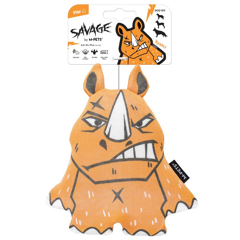 ［ペティファーム］SAVAGEドッグトイ RHINO オレンジ