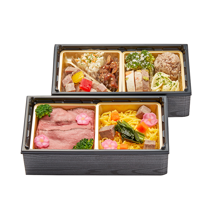 ［ホットドッグ］コミフデリお肉のおせち料理二段重＜メーカー直送＞ ※季節限定商品【正月商品（ホットドッグ）】【ご予約承り中！10/14まで】