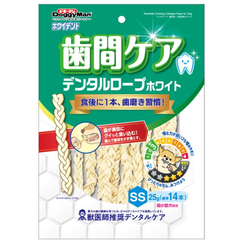 ［ドギーマンハヤシ］ホワイデント 歯間ケア デンタルロープ ホワイト SS 25g(標準14本)