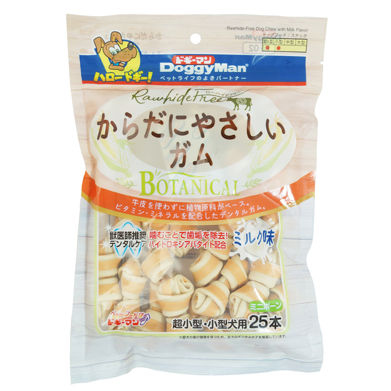 ［ドギーマンハヤシ］からだにやさしいガム ミルク味 ミニボーン 25本