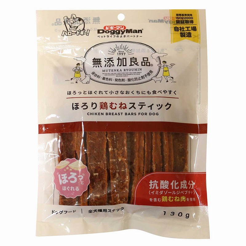 ［ドギーマンハヤシ］無添加良品 ほろり鶏むねスティック 130g