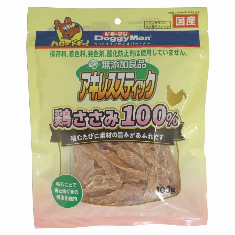 [ドギーマンハヤシ] 無添加良品 アキレススティック 鶏ささみ100％100g