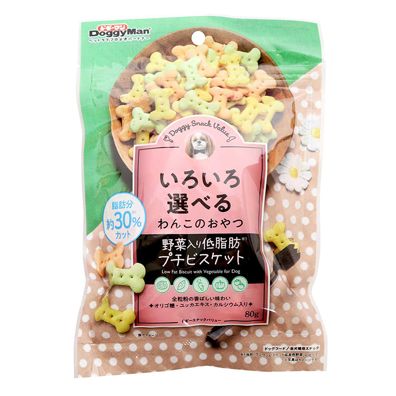 [ドギーマンハヤシ] ドギースナックバリュー 野菜入低脂肪プチビスケット 80g