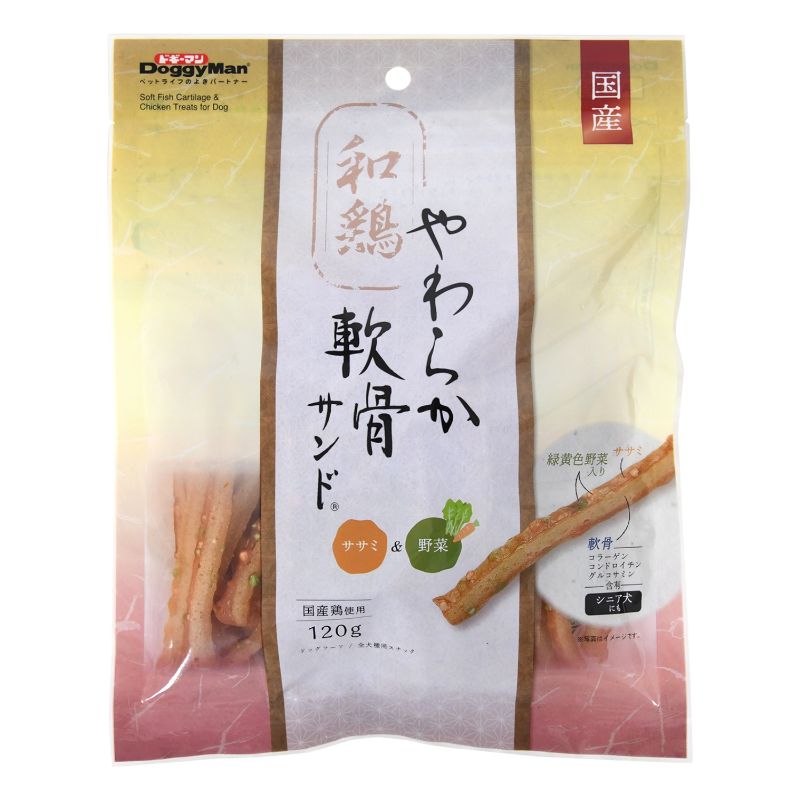 [ドギーマンハヤシ] 和鶏やわらか軟骨サンド ササミ＆野菜 120g