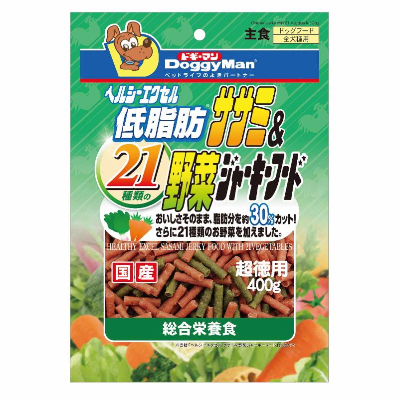 ［ドギーマンハヤシ］ヘルシーエクセル低脂肪ササミ＆21種類の野菜ジャーキーフード 400g