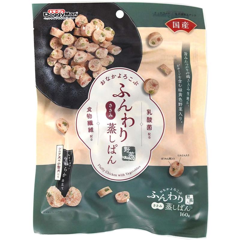 ［ドギーマンハヤシ］おなかよろこぶ ふんわりささみ蒸しぱん 野菜入り 160g