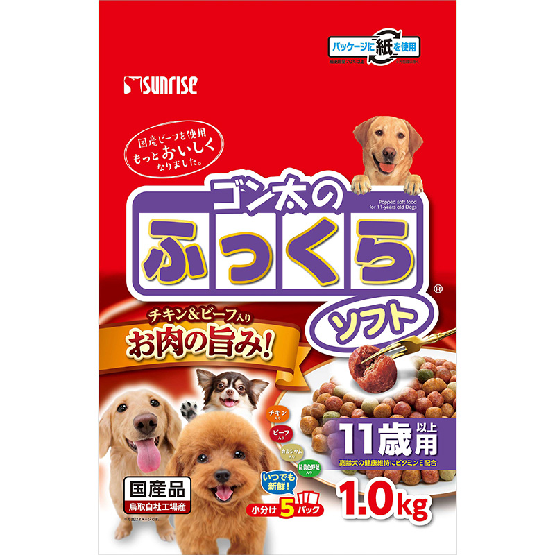 [マルカン サンライズ(直送)] ゴン太のふっくらソフト 11歳以上用 1kg ※メーカー直送 ※発注単位・最低発注数量(混載15ケース以上)にご注意下さい