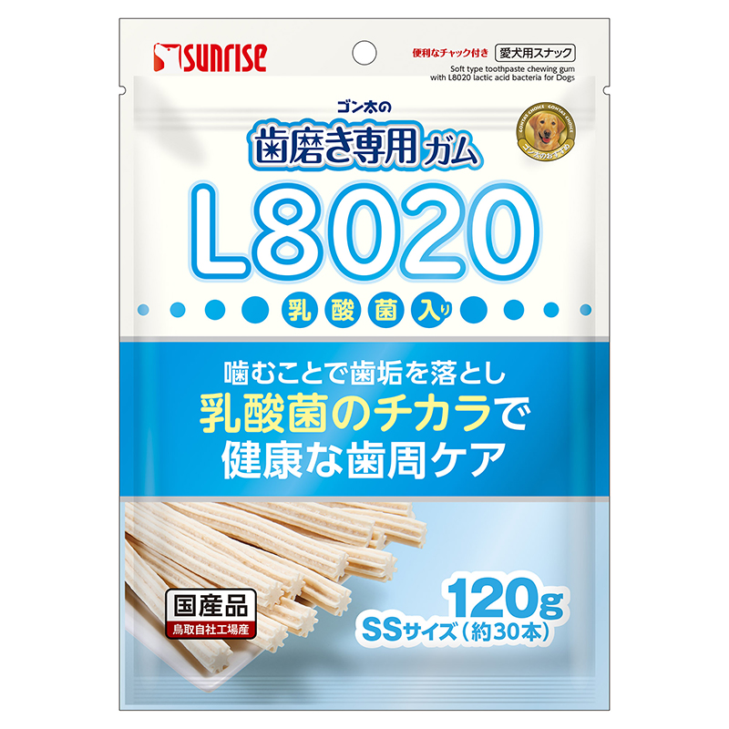 ［マルカン サンライズ］ゴン太の歯磨き専用ガムSSサイズ L8020乳酸菌入り 120g