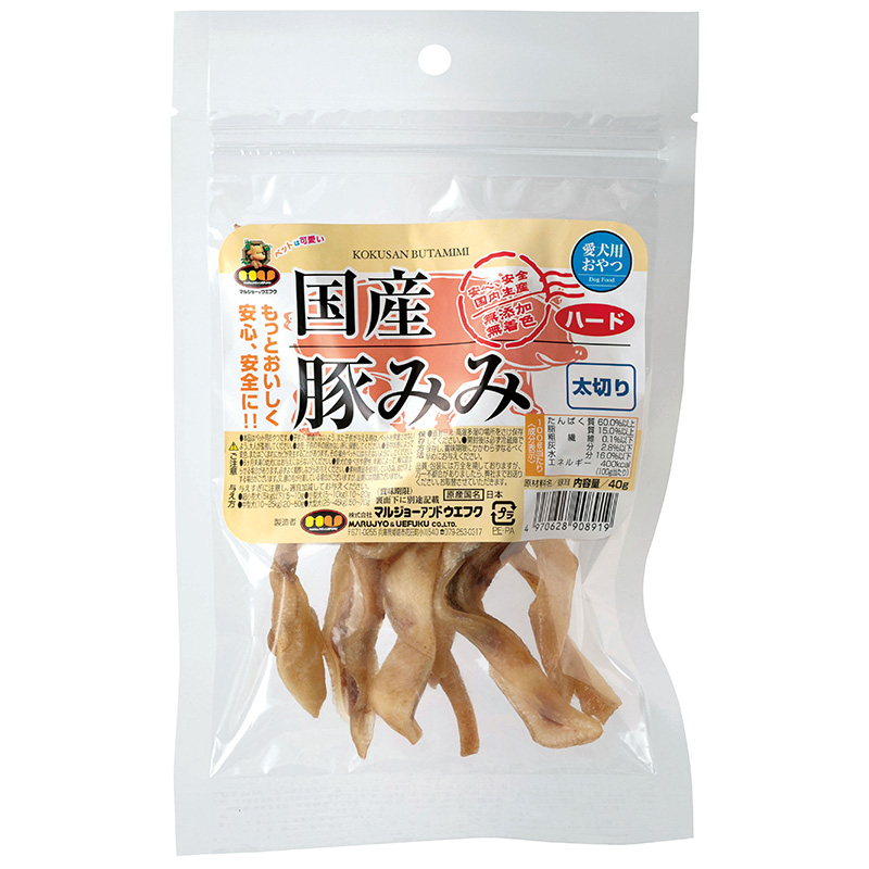 ［マルジョー＆ウエフク(直送)］国産豚耳 ハード太切り 40g